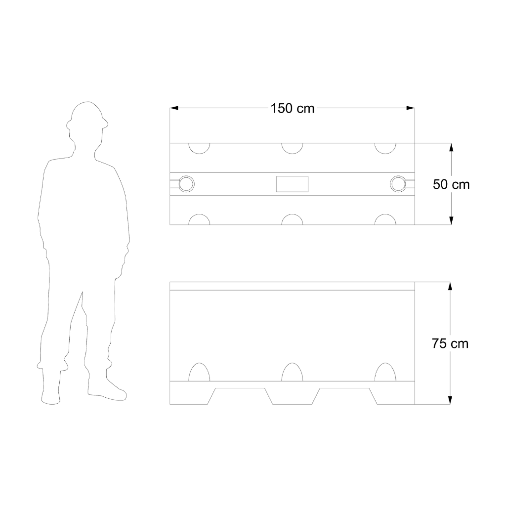Barrera Vial Tradicional No rellenable - Sin reflejante