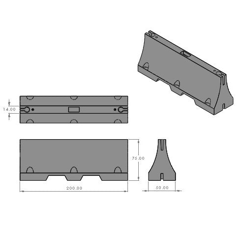 Barrera Vial 2 metros sin reflejante