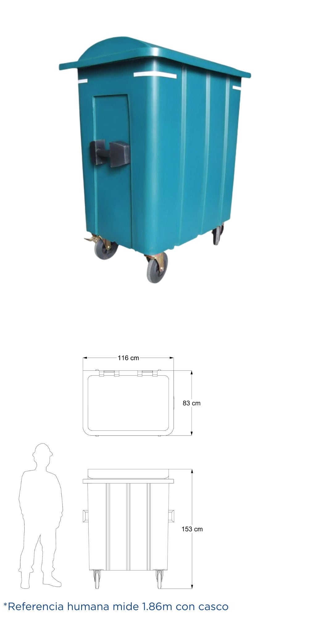 Basurero Rudo Capacidad de 770 Litros