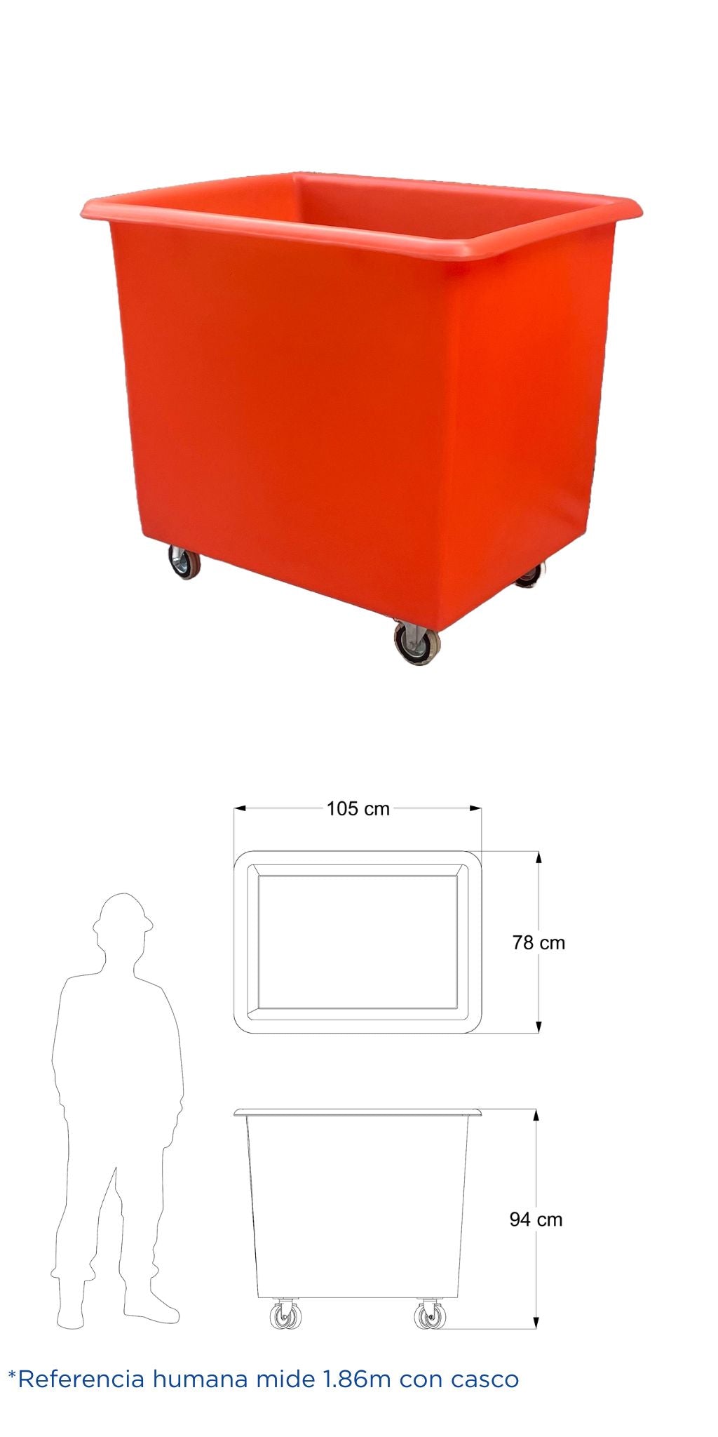 Contenedor de servicio 400L Movible con rodajas de 4”