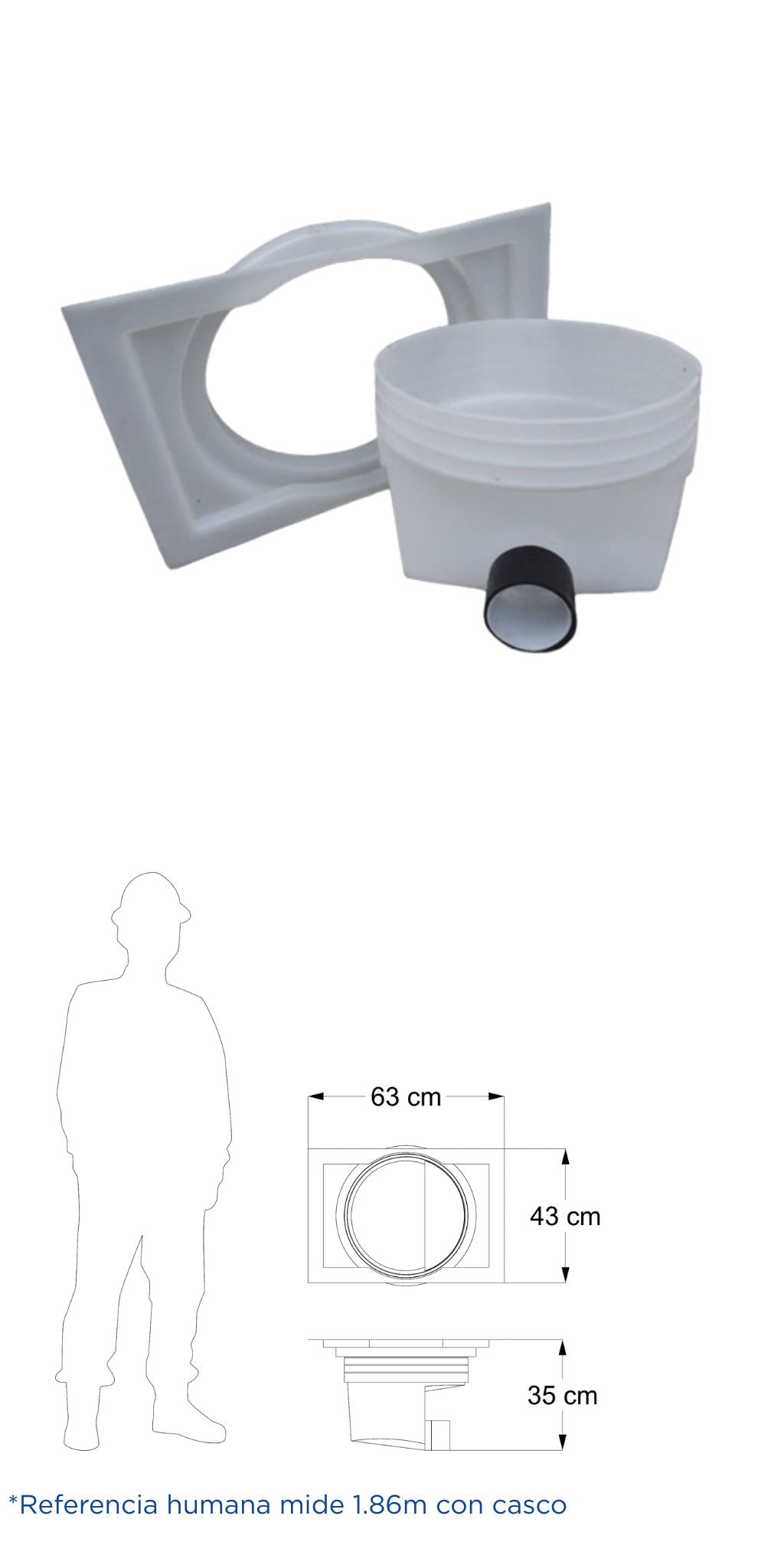 Registro Sanitario ajustable contramarco plano Arrastre ajustable de 40 a 35 cm