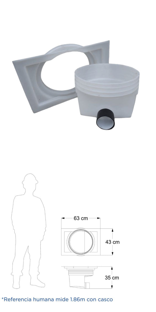 Registro Sanitario ajustable contramarco plano Arrastre ajustable de 40 a 35 cm