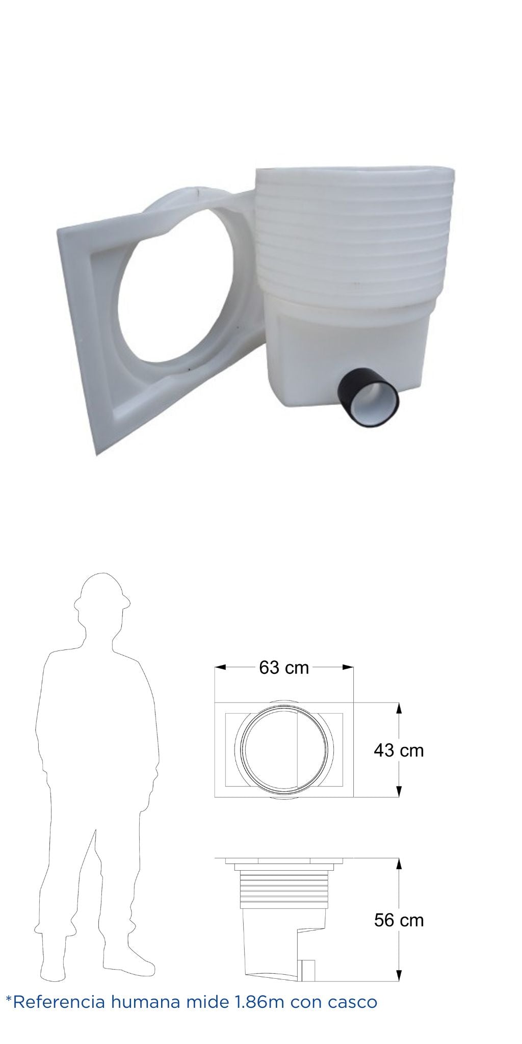 Registro Sanitario ajustable contramarco plano Arrastre ajustable de 60 a 45 cm