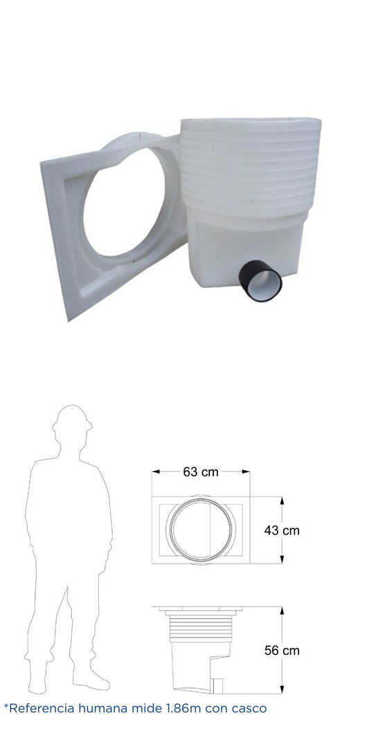 Registro Sanitario ajustable contramarco plano Arrastre ajustable de 60 a 45 cm